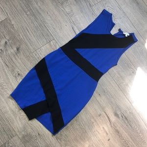 Guess black and blue bodycon dress